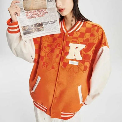 Varsity jacket orange - Damstreetwear