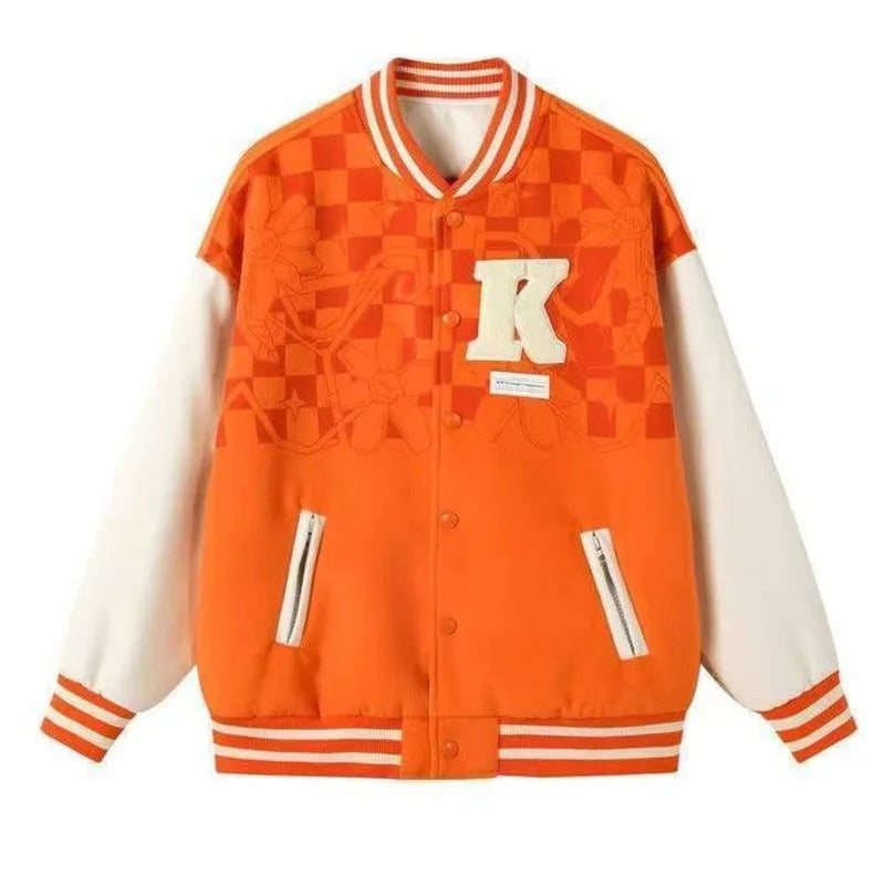 Varsity jacket orange - Damstreetwear