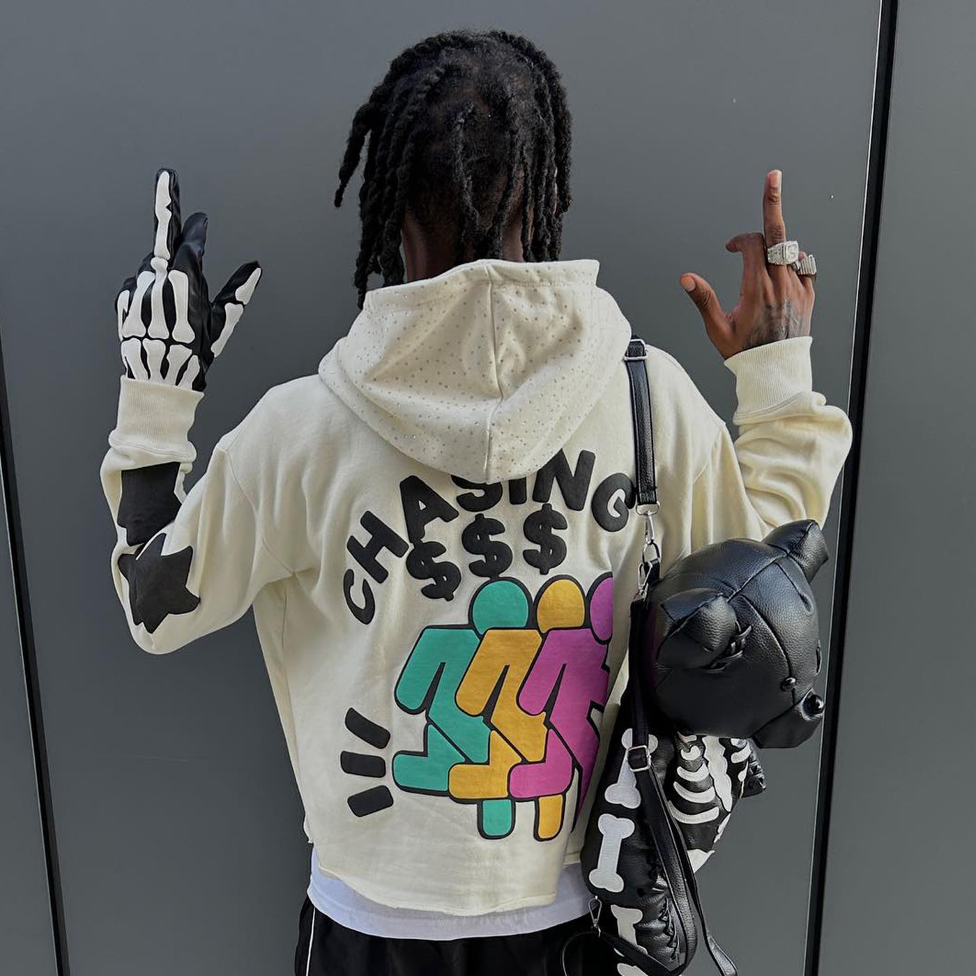 FUCK MONEY PRINTED CASUAL STREET HOODIE