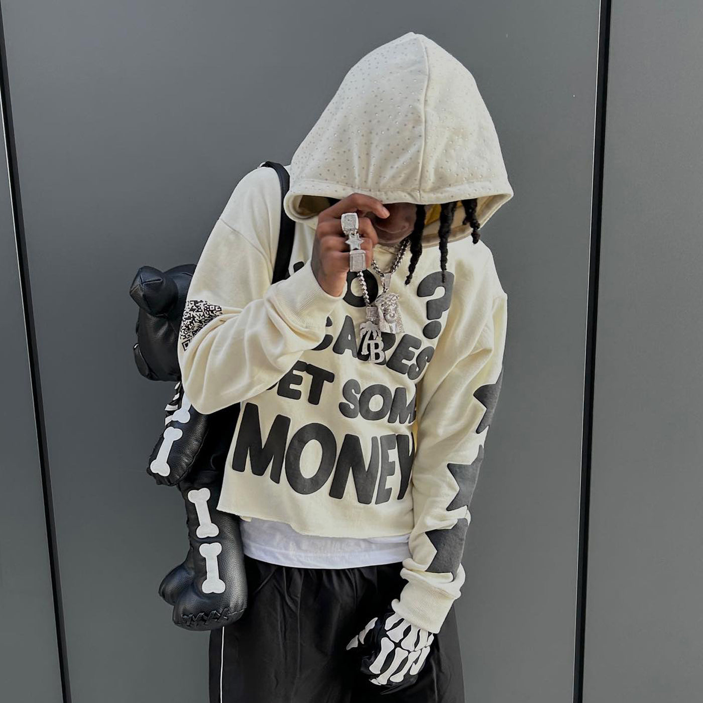 FUCK MONEY PRINTED CASUAL STREET HOODIE