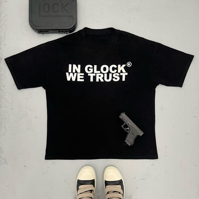 IN GLOCK WE TRUST PRINTED T-SHIRT - Damstreetwear