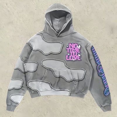 STYLISH RETRO CLOUD PRINT HOODIE