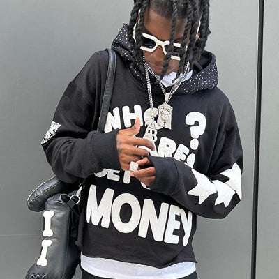 FUCK MONEY PRINTED CASUAL STREET HOODIE