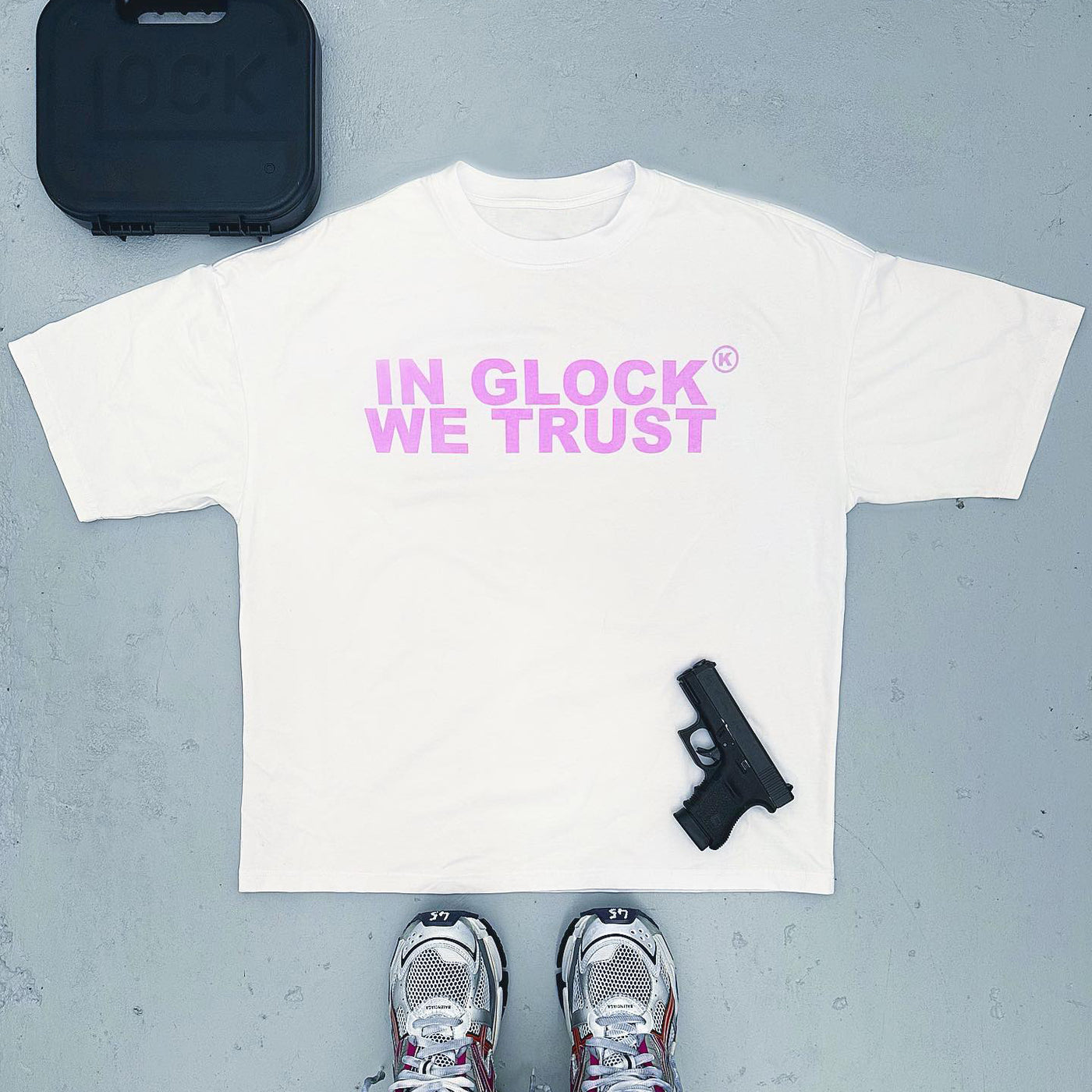 IN GLOCK WE TRUST PRINTED T-SHIRT