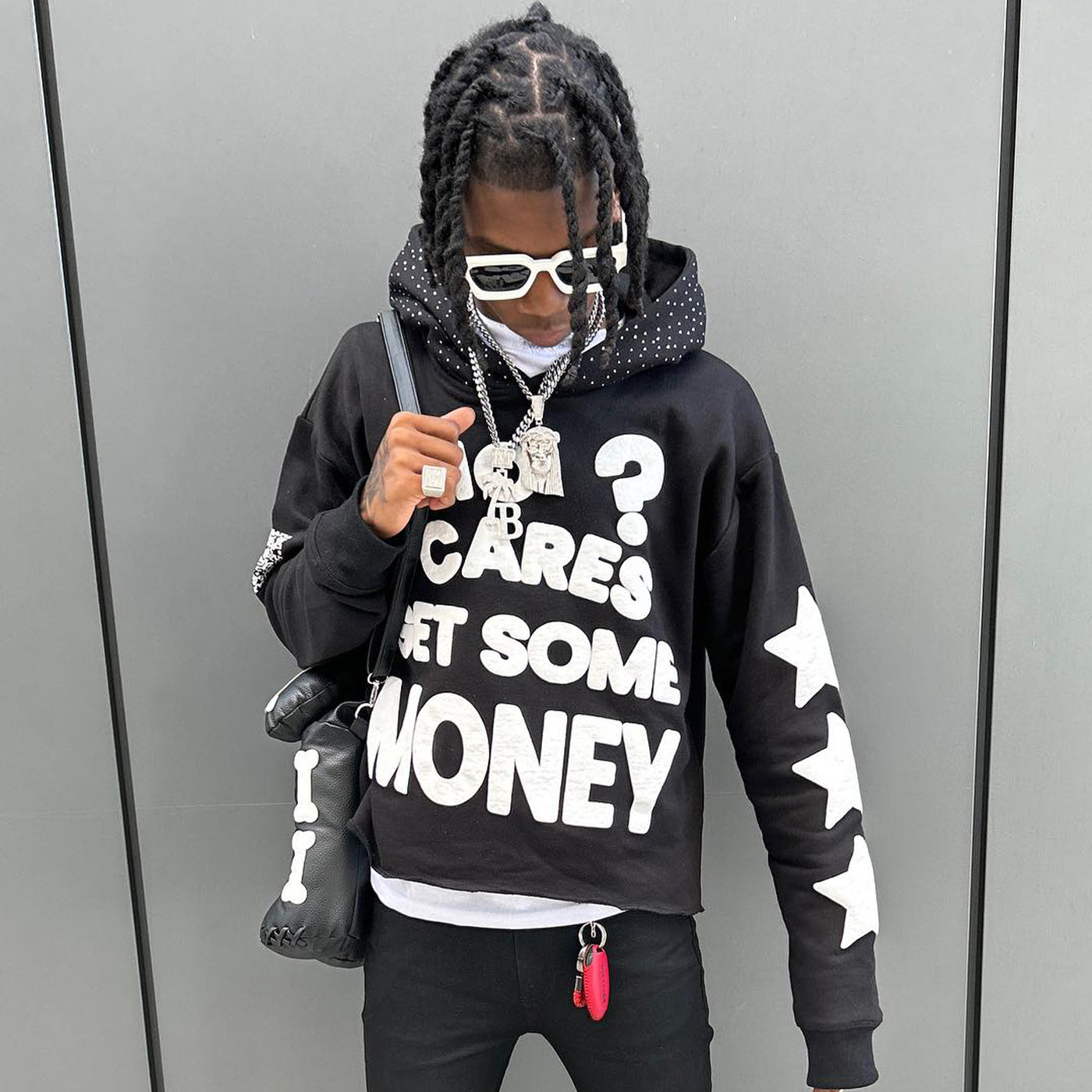 FUCK MONEY PRINTED CASUAL STREET HOODIE