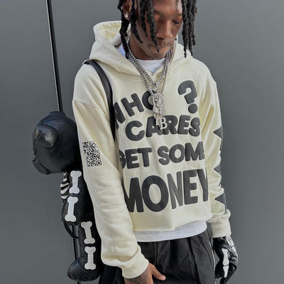 FUCK MONEY PRINTED CASUAL STREET HOODIE