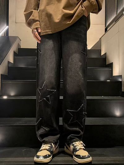 STARS WIDE JEANS - Damstreetwear