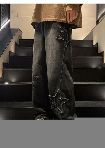 STARS WIDE JEANS - Damstreetwear