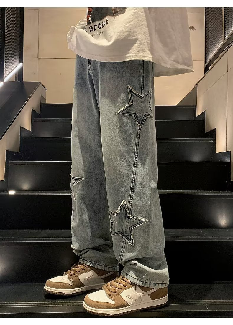 STARS WIDE JEANS - Damstreetwear