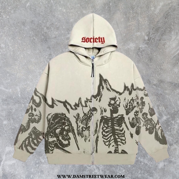 SKELETON ZIP UP HOODIE