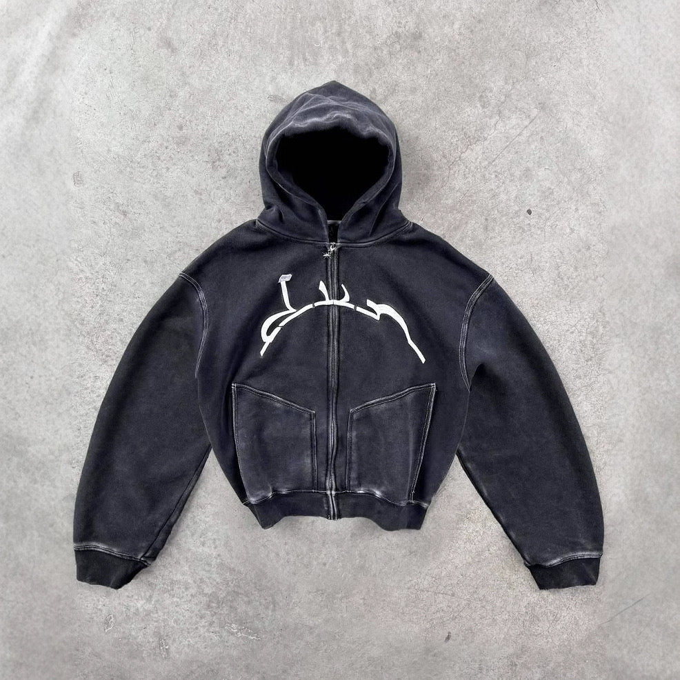 ACTIVE ZIP UP HOODIE WASHED