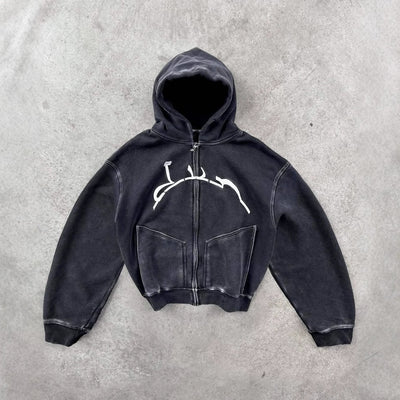 ACTIVE ZIP UP HOODIE WASHED - Damstreetwear