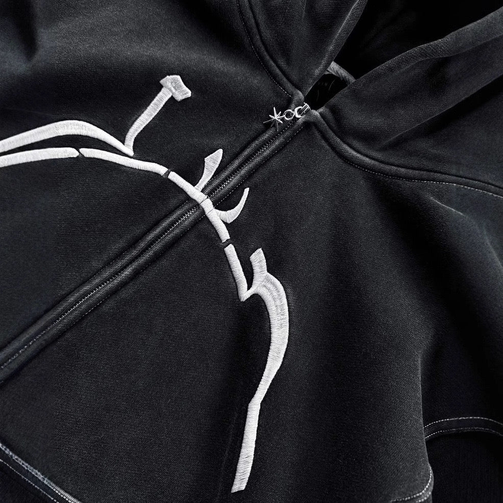 ACTIVE ZIP UP HOODIE WASHED