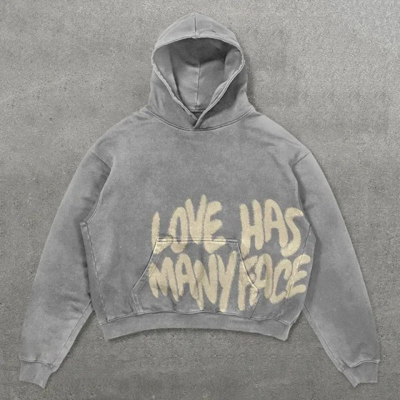 ALL WE NEED IS LOVE PRINT LONG SLEEVE HOODIE