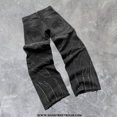 BAGGY FLAME JEANS - Damstreetwear