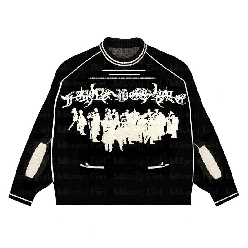 FAMILIAR FACES KNITTED SWEATER - Damstreetwear