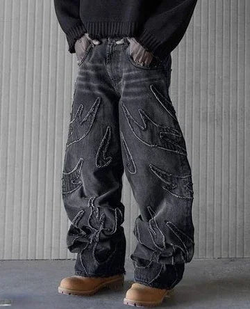 BAGGY FLAME JEANS - Damstreetwear