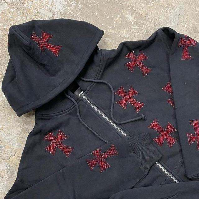 Veste avec croix strass brillante - Damstreetwear