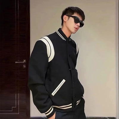 Black and white varsity jacket - Damstreetwear