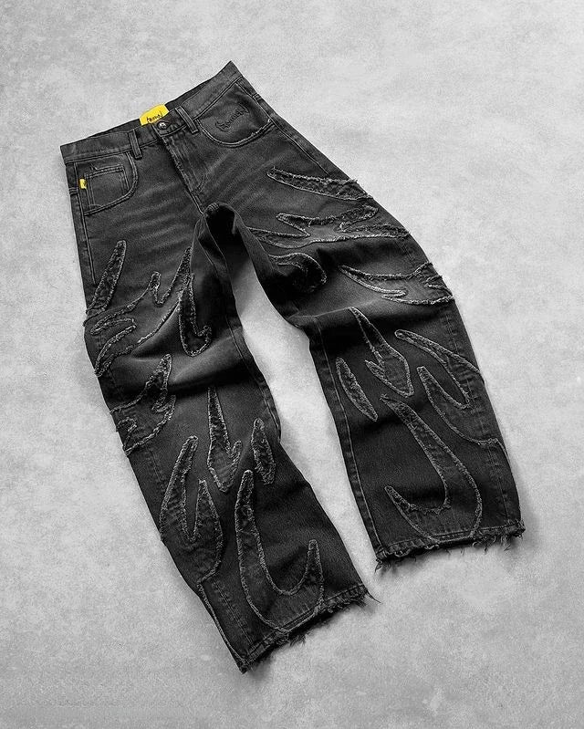 BAGGY FLAME JEANS - Damstreetwear