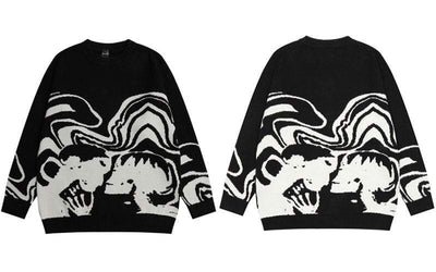 Black skull sweater - Damstreetwear