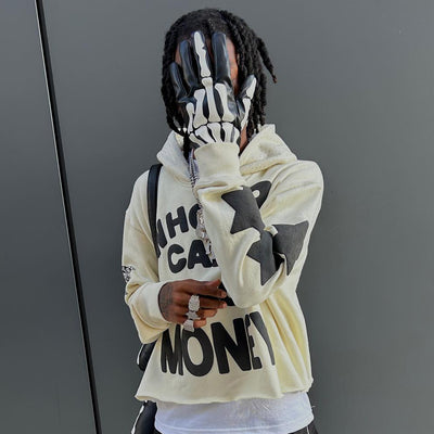 FUCK MONEY PRINTED CASUAL STREET HOODIE