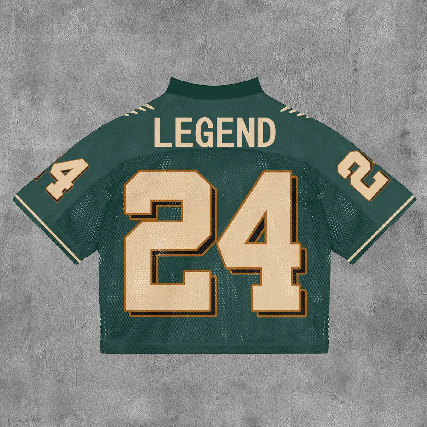 NO. 24 LEGEND MESH PATCHWORK PRINTED V-NECK JERSEY - Damstreetwear