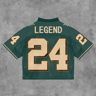 NO. 24 LEGEND MESH PATCHWORK PRINTED V-NECK JERSEY