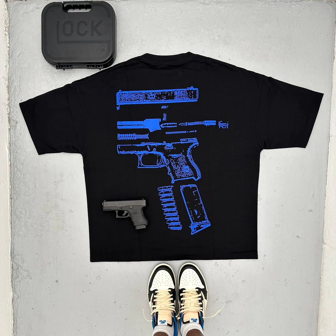 IN GLOCK WE TRUST PRINTED T-SHIRT - Damstreetwear